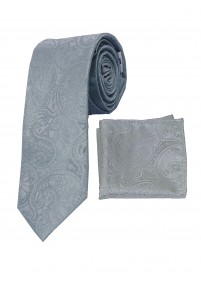 Set stropdas en sjaal Zilvergrijs Paisley...