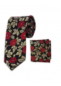 Herenstropdas en sjaal zwart bloempatroon