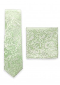 Set Krawatte und Ziertuch Paisley-Muster türkis