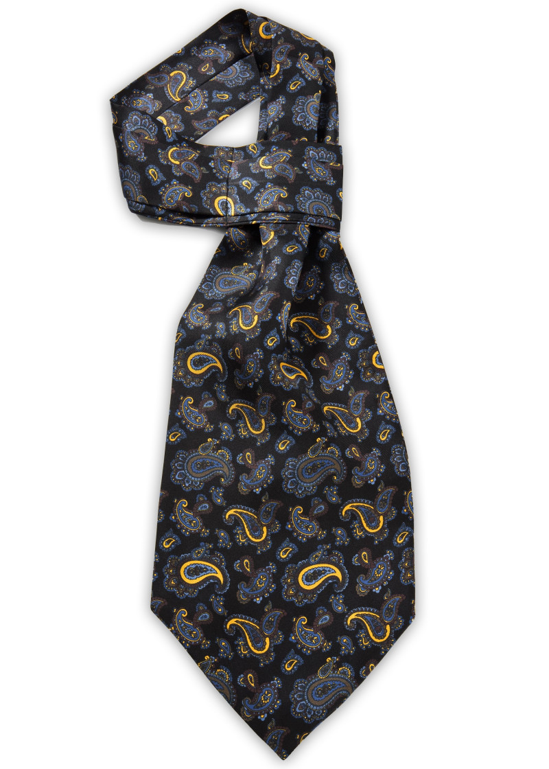Paisley Ascot stropdas sjaal pikzwart getint