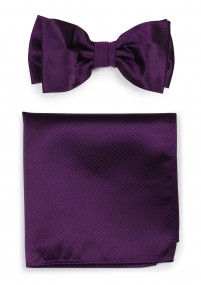 Set Herrenschleife mit Herren-Einstecktuch strukturiert violett