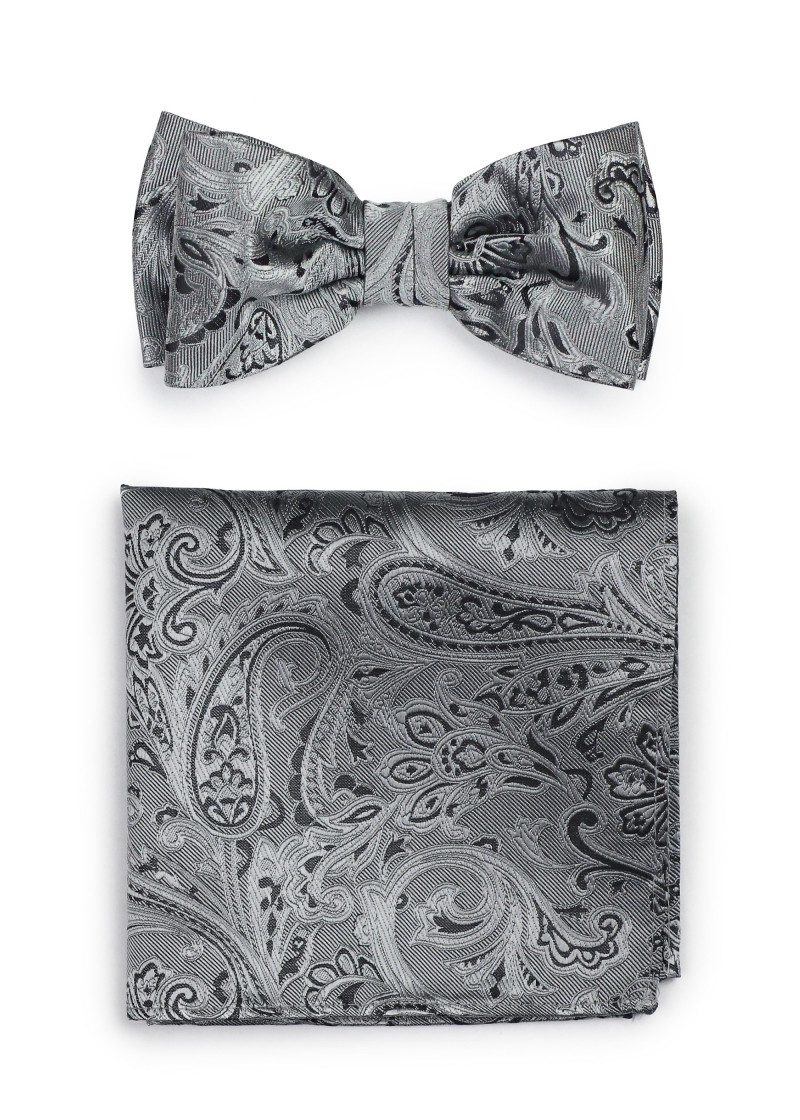 Herenstrik met cavaliersjaal Paisley zilver
