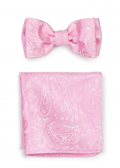 Fliege mit  Kavaliertuch Paisley rosa
