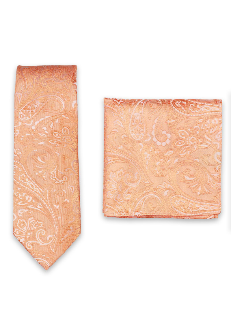 Set das en sjaal Paisley motief Zalm