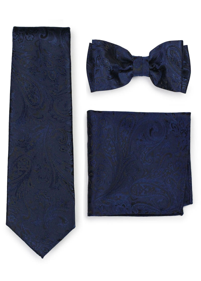 Set: stropdas, vlinderdas, pochette paisley