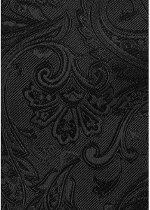 Set: Krawatte, Herrenschleife, Kavaliertuch Paisley schwarz