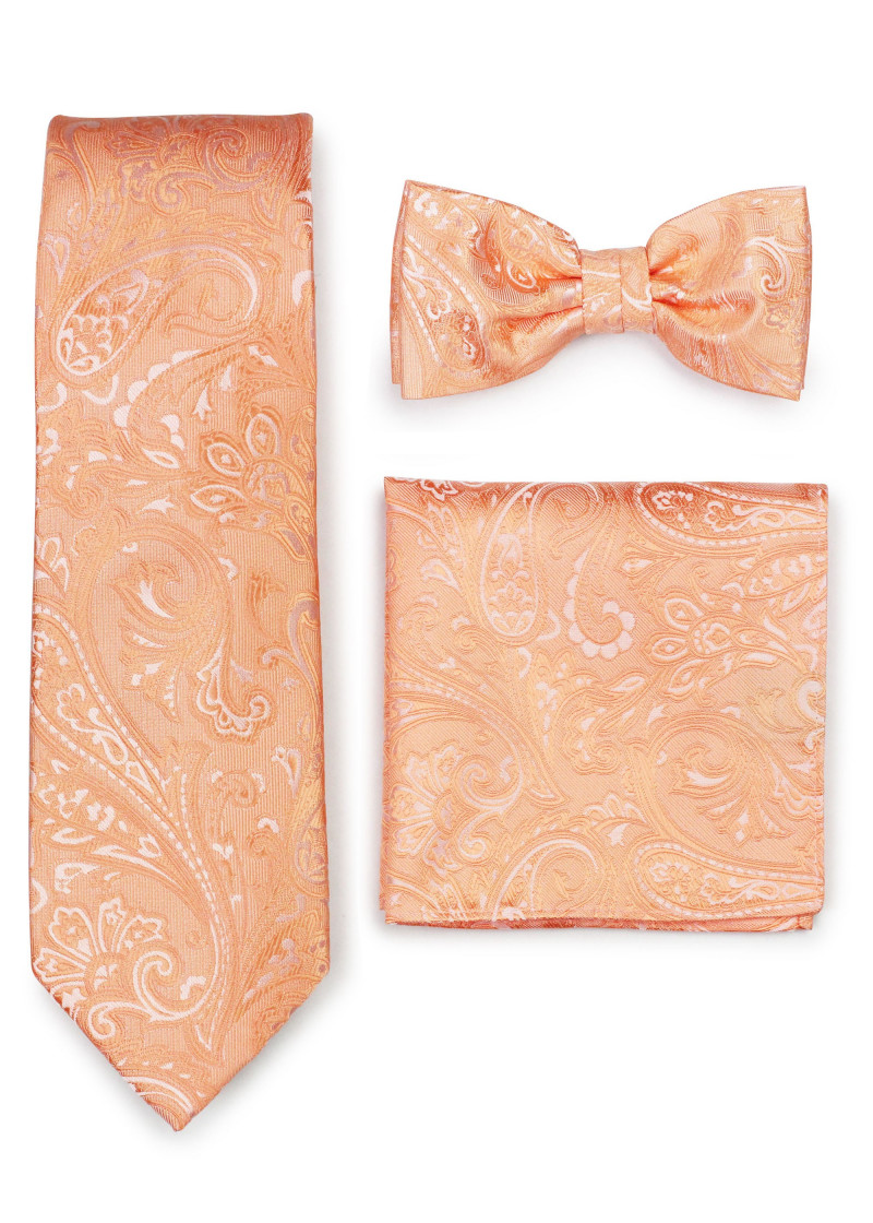 Set: das, herenstrik, pochet paisley zalm