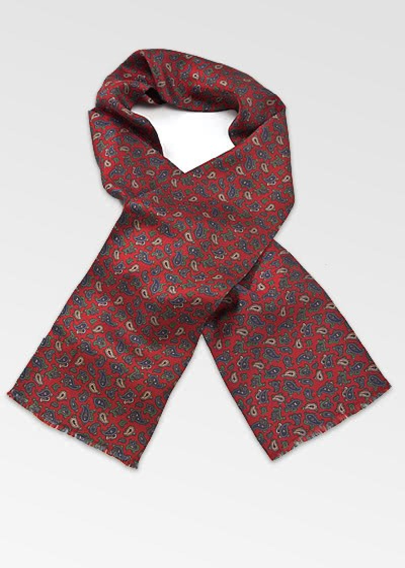 Mannen sjaal Paisley kersenrood groot groot
