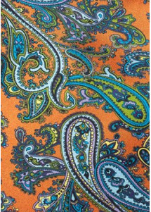 Seidenschal Paisleymotiv orange groß