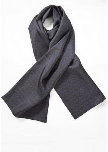 Zijden sjaal groot ornamenten marine blauw