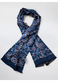 Doubleface zijden sjaal paisley blauw