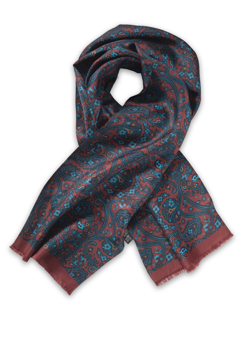 Heren sjaal breed Bordeaux Rood Paisley patroon