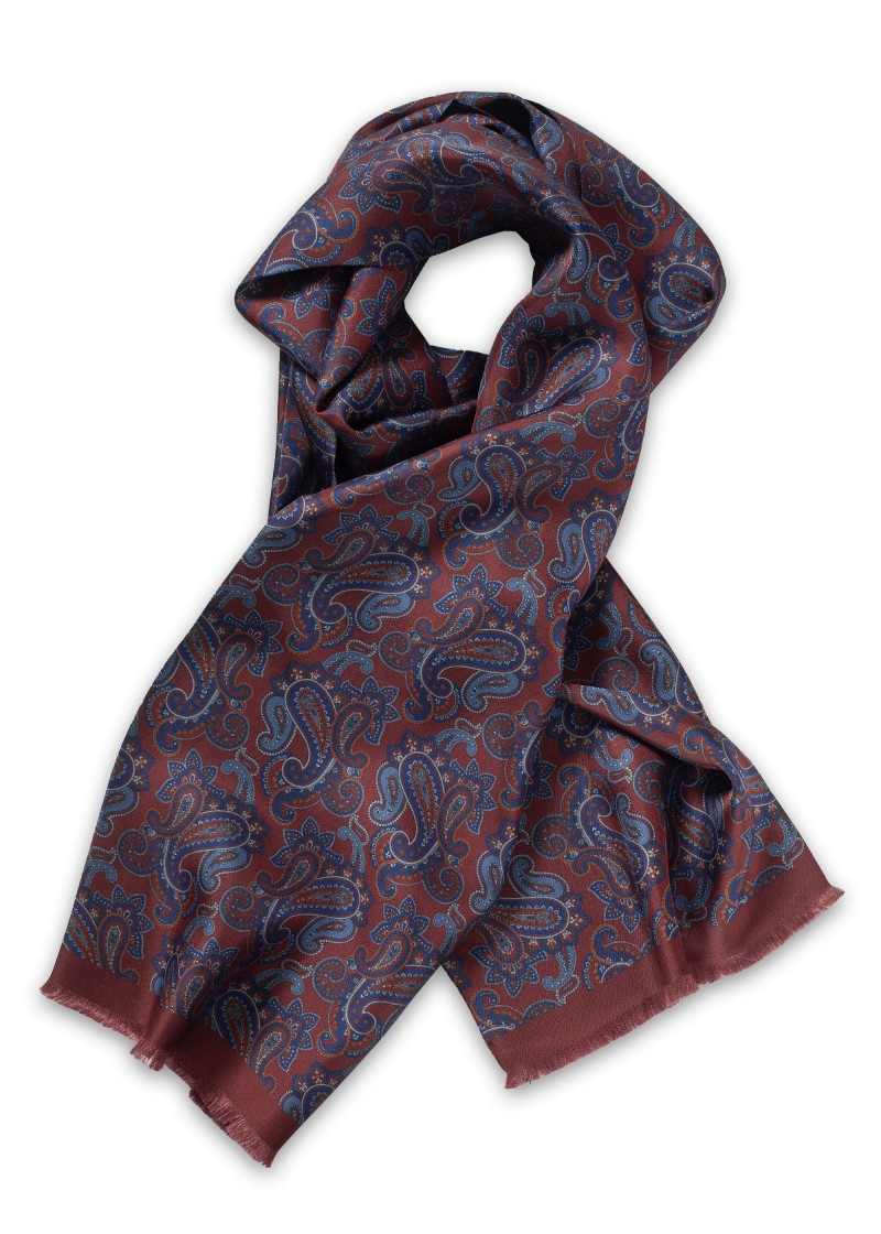 Sjaal breed donkerrood paisley patroon