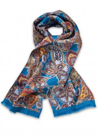 Heren sjaal breed lichtblauw Paisley patroon