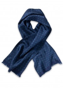 Sjaal breed ornament design marine blauw