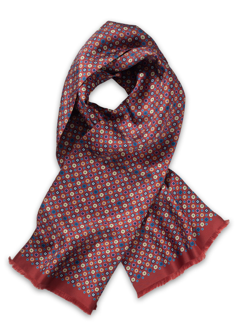 Dassjaal breed ornament design bordeaux rood