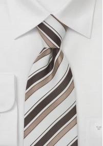 Witte stropdas met licht- en donkerbruine...