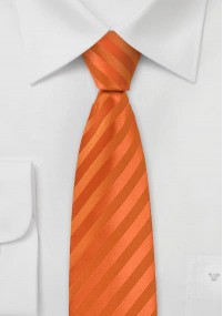 Smalle Zijde stropdas oranje