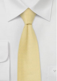 Smalle zijden stropdas geel