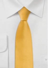 Smalle stropdas in lichtgeel met glans