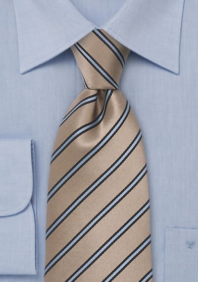 Krawatte Streifen beige eisblau