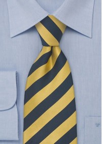 XXL-stropdas blauw geel gestreept