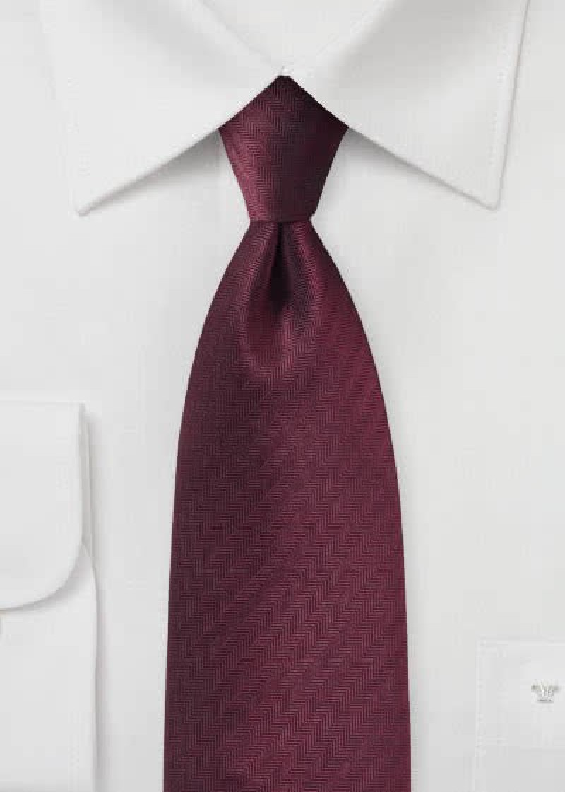 Stropdas haring-bone bordeaux rood
