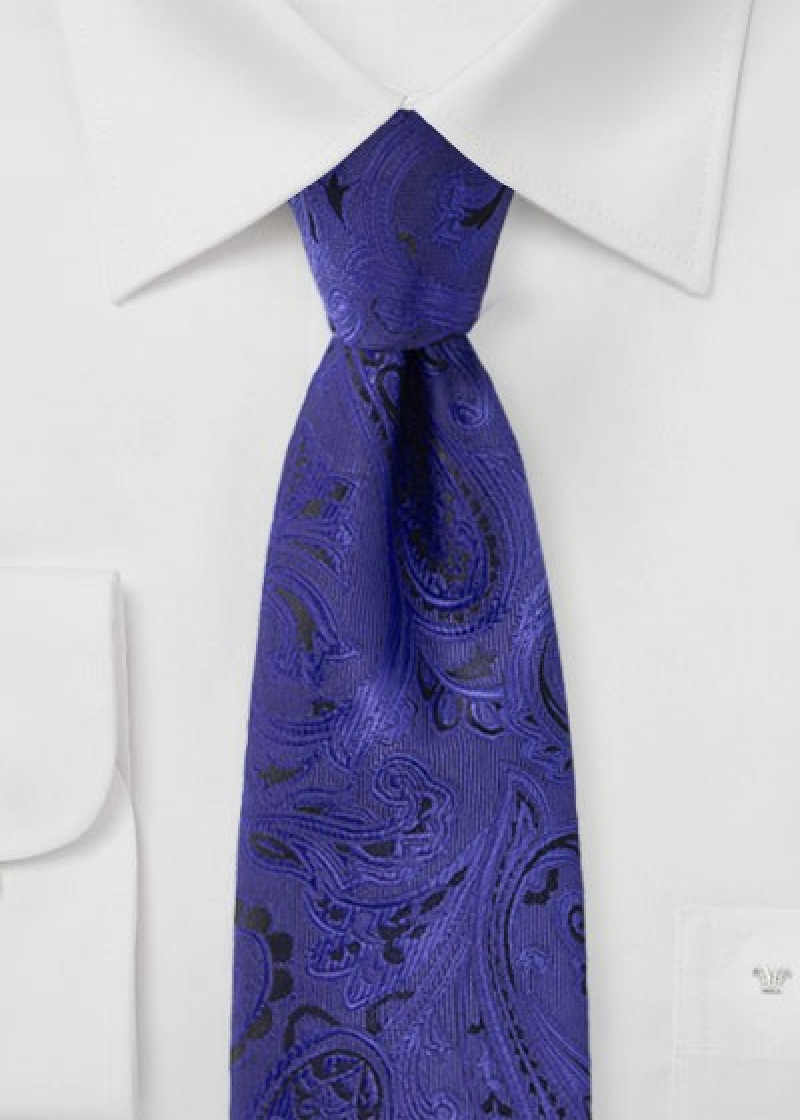 Stropdas elegant paisley patroon koningsblauw