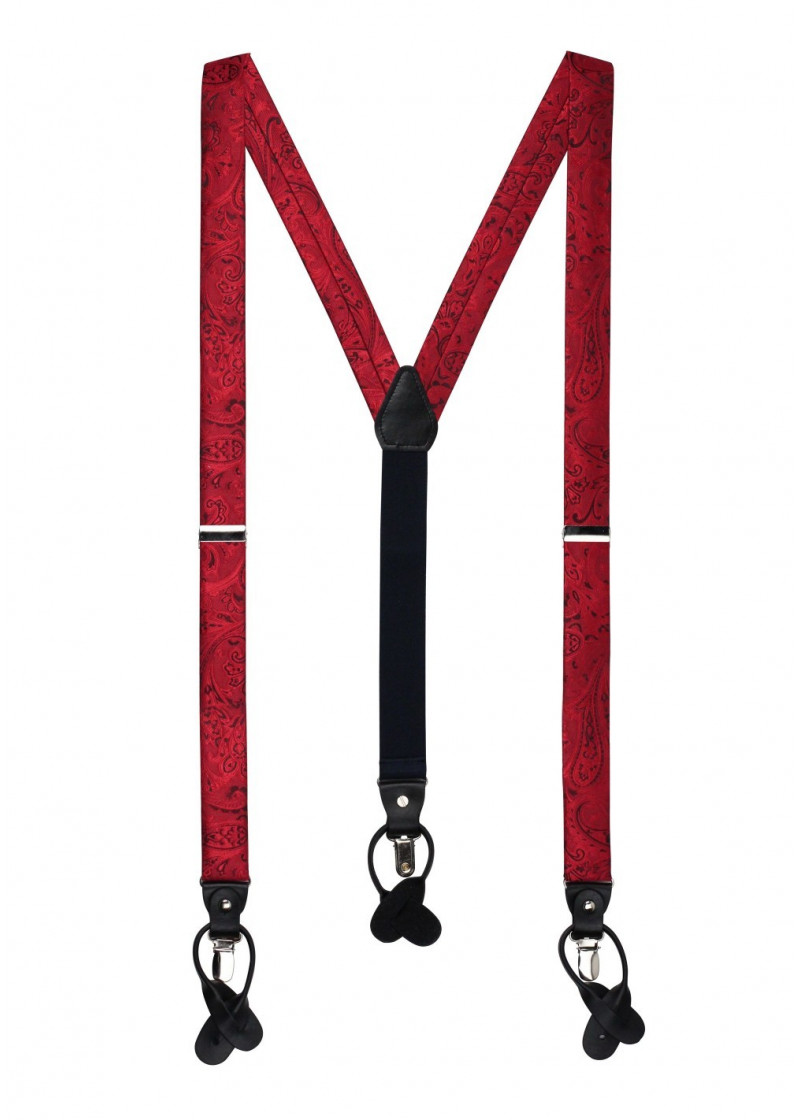 Bretels Paisley-patroon rood