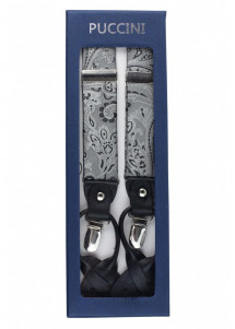 Hosenträger Paisley-Muster grau