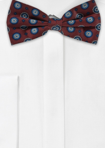 Seiden-Herren-Schleife mit Ornament-Muster bordeaux