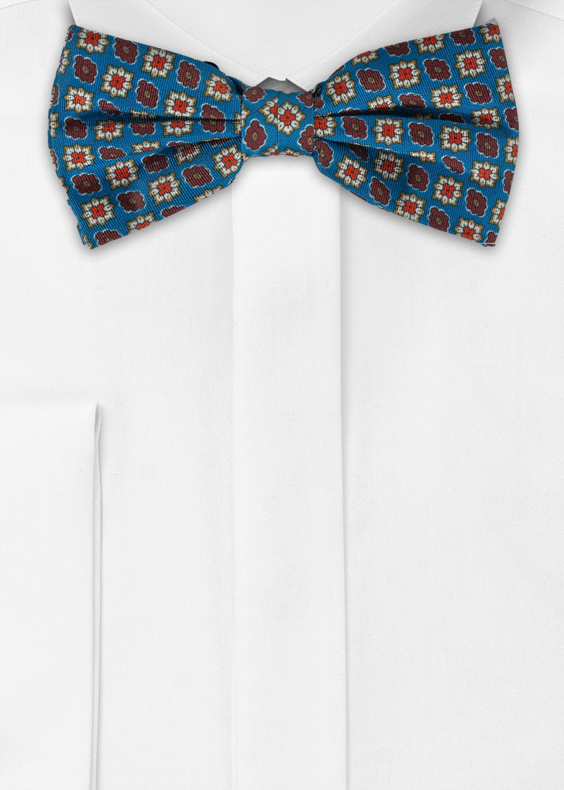 Zijden strik met ornament patroon blauw