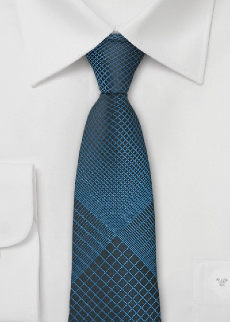 Stropdas Net Patroon Donker Turquoise