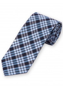 Extra schmal geformte Krawatte Karo-Muster navy himmelblau