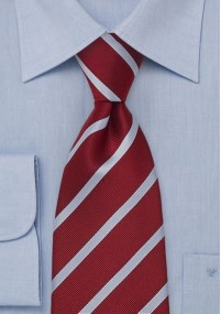 Krawatte XXL Streifen hellblau kirschrot