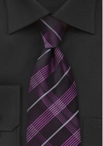Krawatte Karo-Muster brombeer
