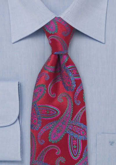 Krawatte Paisleys mittelrot Krawatte Paisleys mittelrot