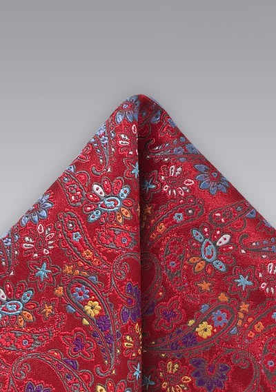 Einstecktuch Blumendekor rot Einstecktuch Blumendekor rot