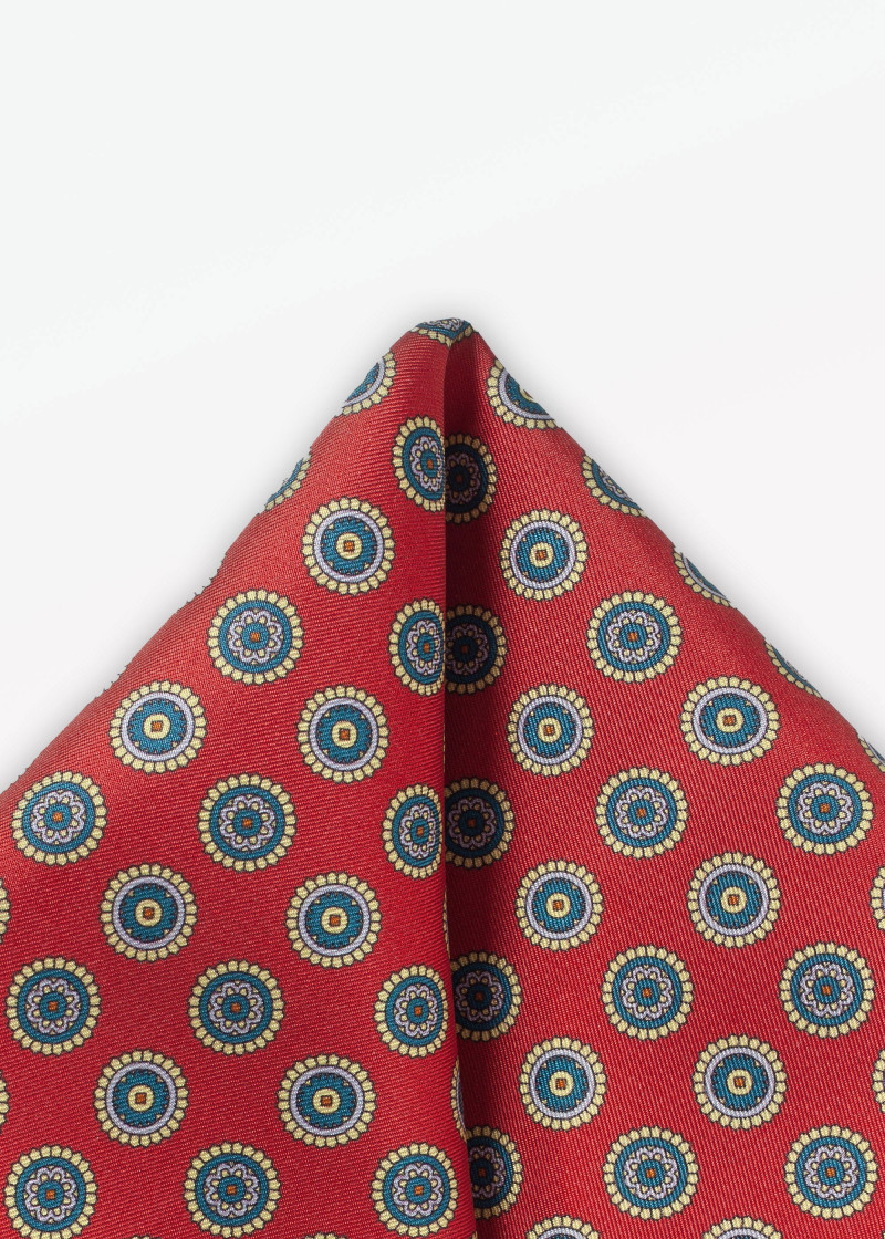 Cavalier Sjaal Medium Rood met Cirkel Ontwerp