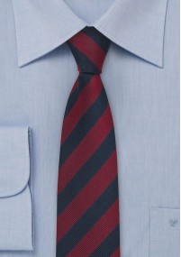 Smalle Zijde stropdas rood blauw