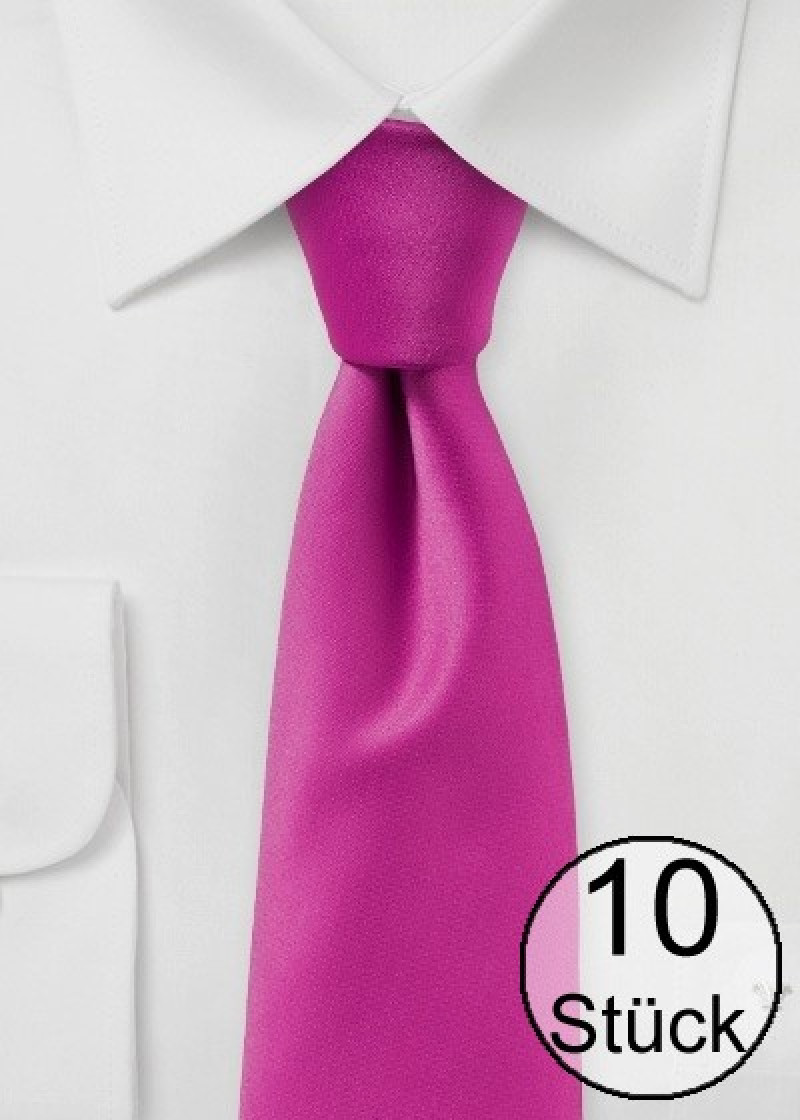Stropdas gladde polyvezel magenta - pak van tien