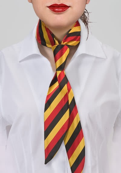 Damen-Servicekrawatte in patriotischem schwarz, rot und gold Damen-Servicekrawatte in patriotischem schwarz, rot und gold