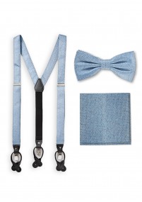 Set: Strik, pochet en bretels in ijsblauw