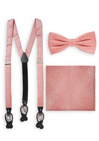 Set: strik, cavaliersjaal en bretels in roze
