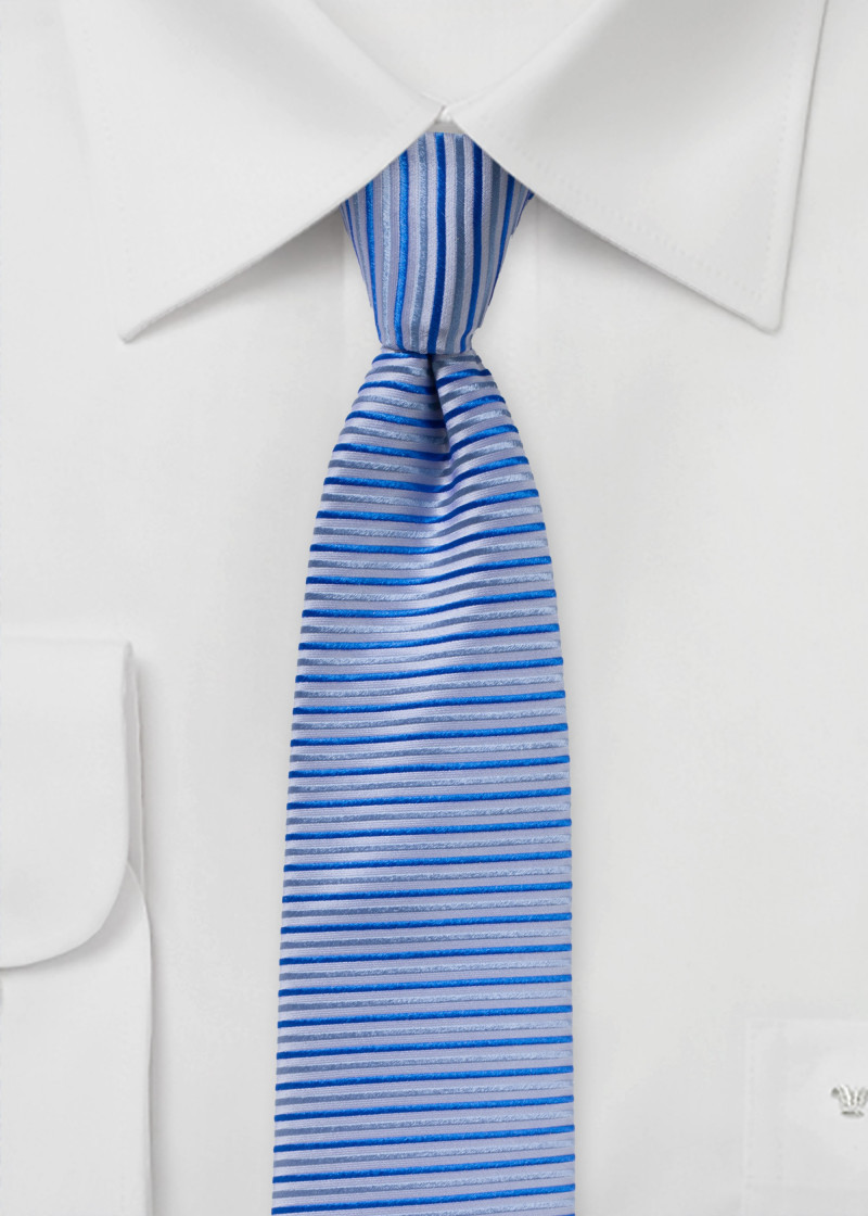 Stropdas horizontaal streepdesign blauw zilver