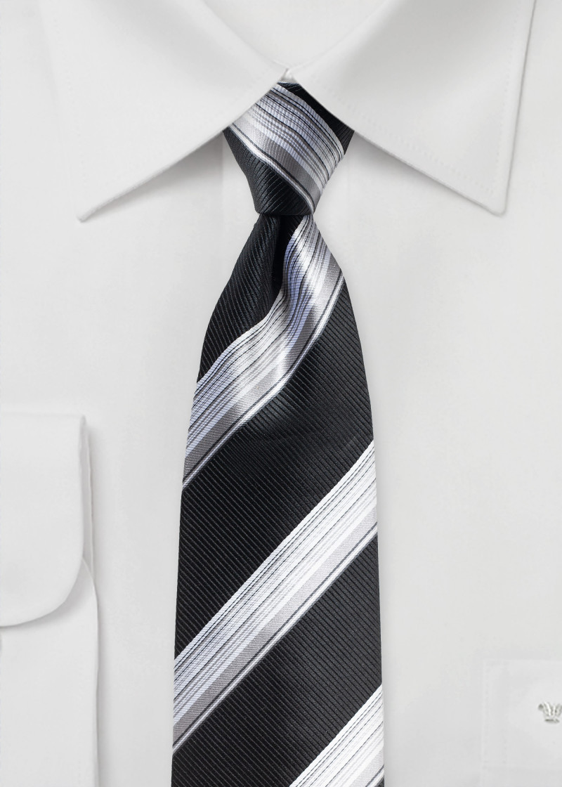 XXL Stropdas edele streep ontwerp zwart, wit en