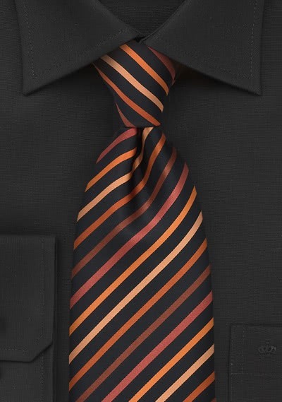 Businesskrawatte XXL Streifenstruktur asphaltschwarz orange Businesskrawatte XXL Streifenstruktur asphaltschwarz orange