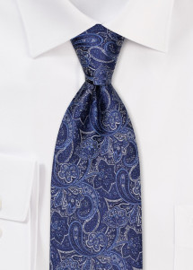 Stropdas paisleymotief marineblauw