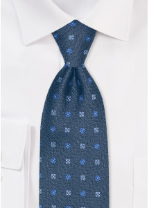 Zijden stropdas bloemenpatroon denimblauw...