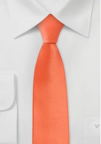 Smalle Zijde stropdas oranje